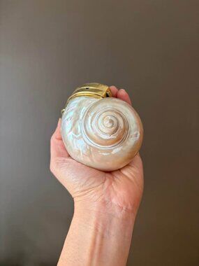 Genuine Seashell Clutch Mini – Turbo Marmoratus Shell Bag, Iridescent Evening Pu